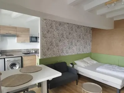 Cuisine ou kitchenette dans l'établissement Studio meublé au pied des clochers tors