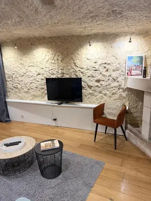 Télévision ou salle de divertissement dans l'établissement Troglodyte du Petit Coteau