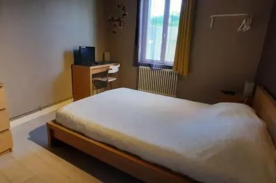 Un ou plusieurs lits dans un hébergement de l'établissement Vaste appartement LE FAMILY avec vue sur la Vienne