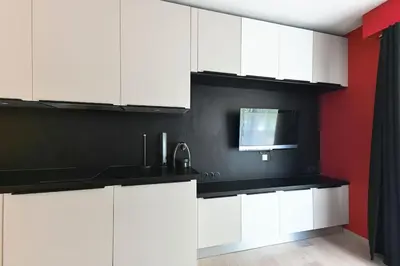 Cuisine ou kitchenette dans l'établissement Studio Moderne à Tours