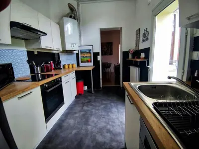 Cuisine ou kitchenette dans l'établissement Le Loge'Mans Appartement proche gare , Tram et centre ville