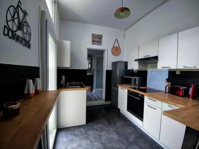 Cuisine ou kitchenette dans l'établissement Le Loge'Mans Appartement proche gare , Tram et centre ville