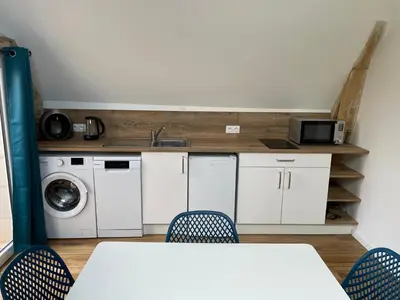 Cuisine ou kitchenette dans l'établissement Gite au gré de la Loire piscine et spa