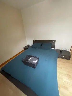 Un ou plusieurs lits dans un hébergement de l'établissement Location chambre au calme proche circuit des 24 heures