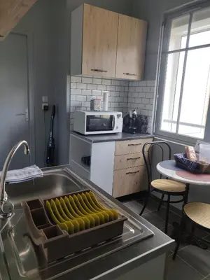 Cuisine ou kitchenette dans l'établissement La porte St Georges, le centre ville