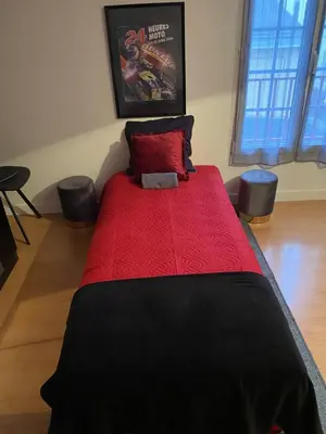 Un ou plusieurs lits dans un hébergement de l'établissement LES JARDINS DE MA-MANS Maison cosy centre Le Mans PARKING privé gratuit