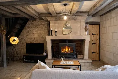 Télévision ou salle de divertissement dans l'établissement Le Cottage des Chalands