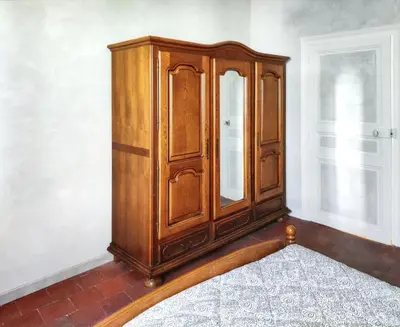 Un ou plusieurs lits dans un hébergement de l'établissement Chaleureuse Maison de Campagne avec Terrasse et Cheminée
