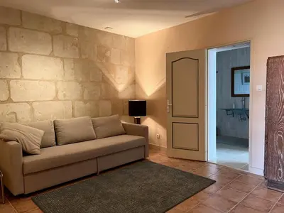 Coin salon dans l'établissement Villa de charme tourangelle