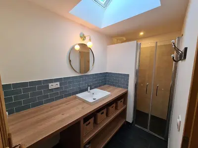 Salle de bains dans l'établissement Gite Au Coeur de Tours, familial avec jardin au calme, parking